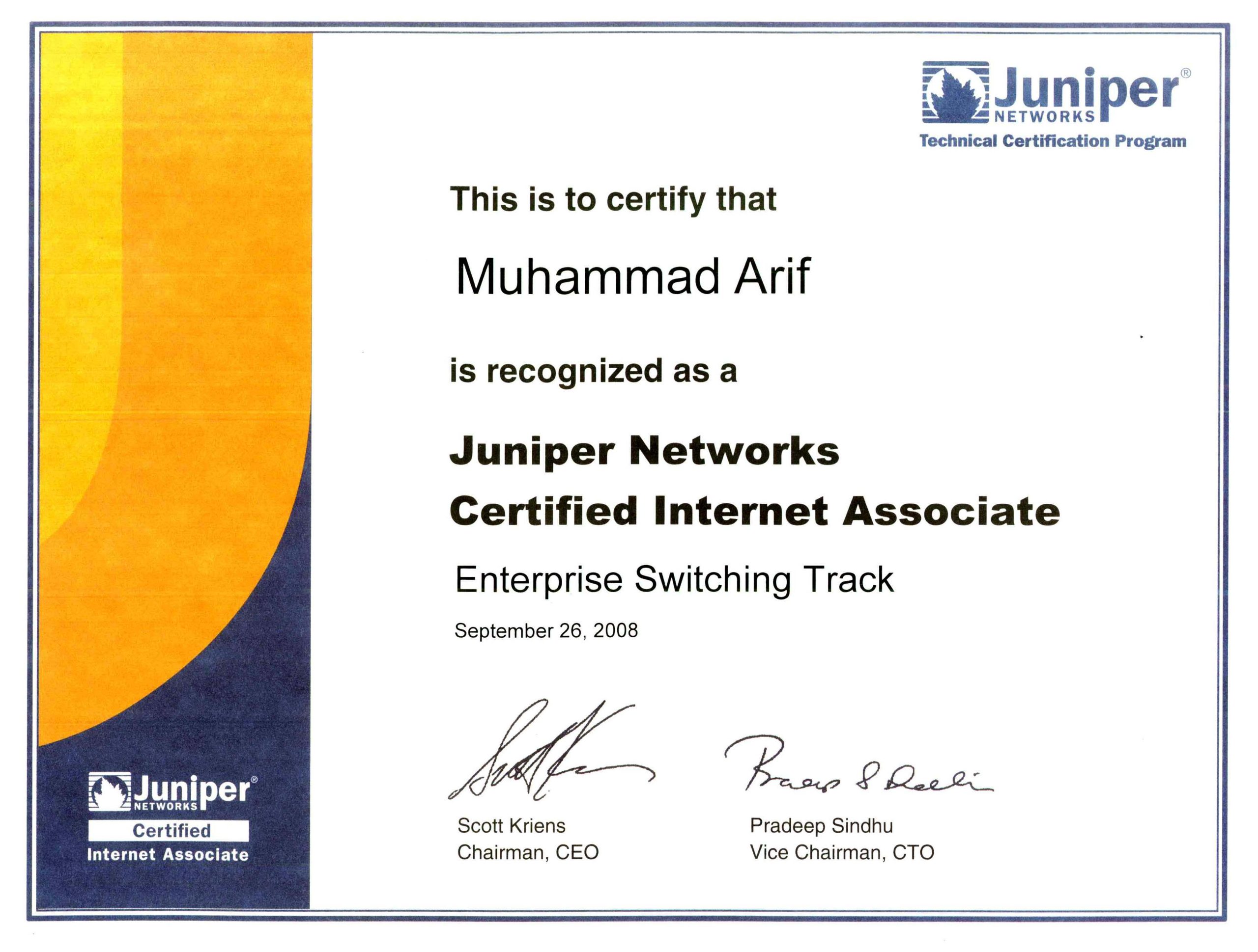 Juniper Networks Certified Internet Associate (JNCIA-EX)