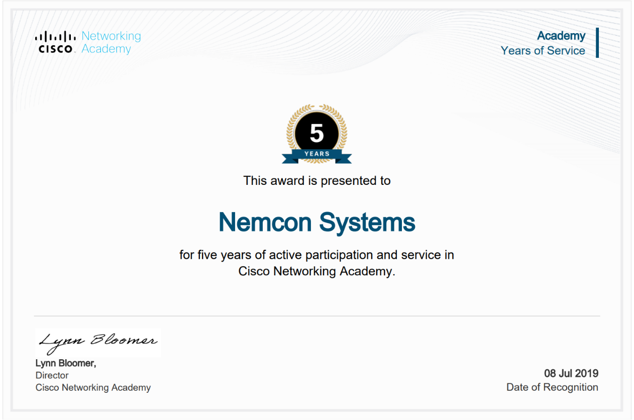 5 Years of Active Service Recognition
