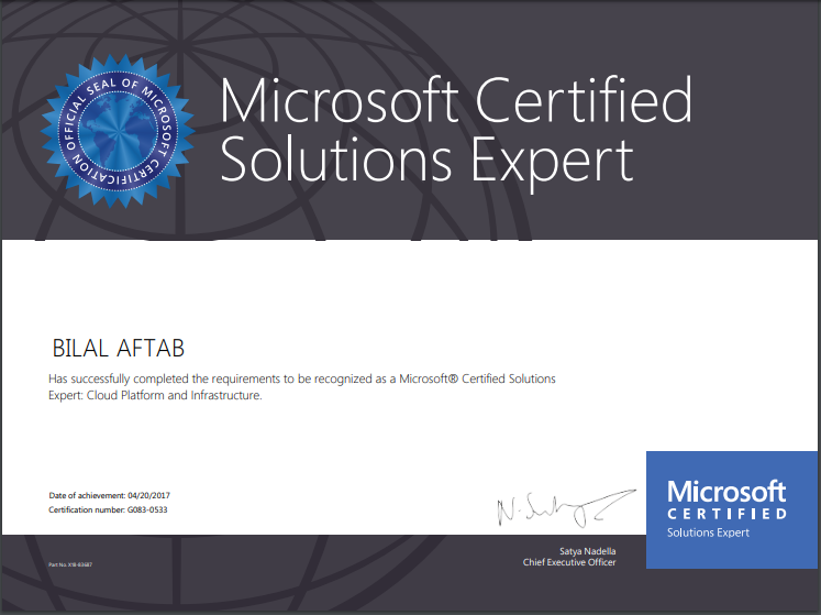 Certificate of Bilal Aftab