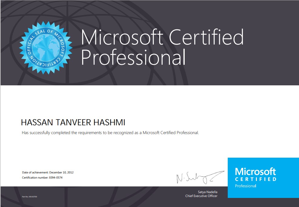 Certificate of Hassan Tanveer