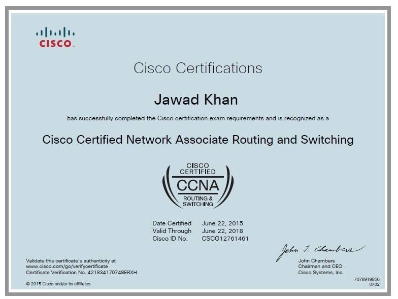 Certificate of Javad Khan