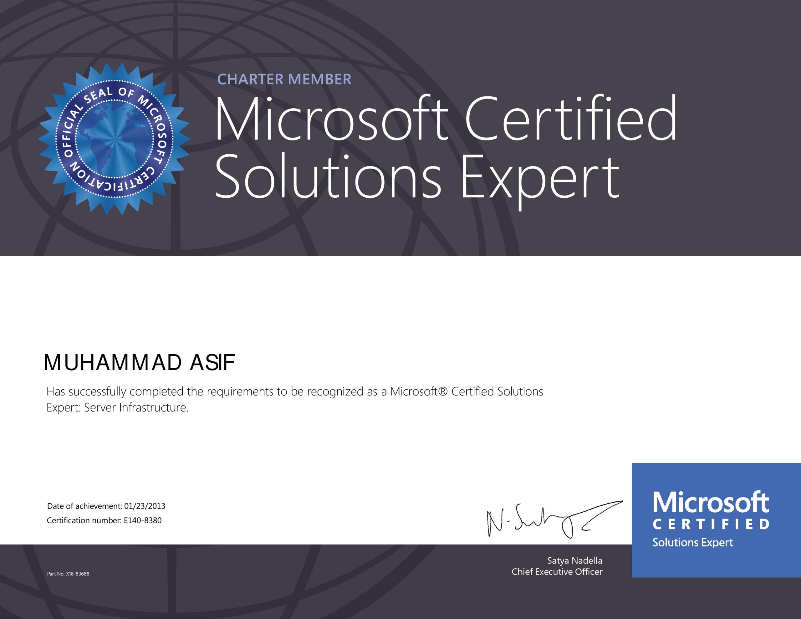 Certificate of M.Asif