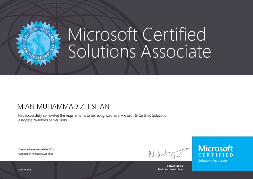 Certificate of Mian Zeeshan