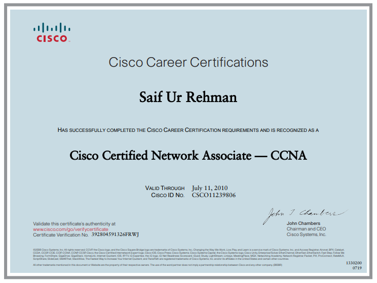 Certificate of Saif Ur Rehman