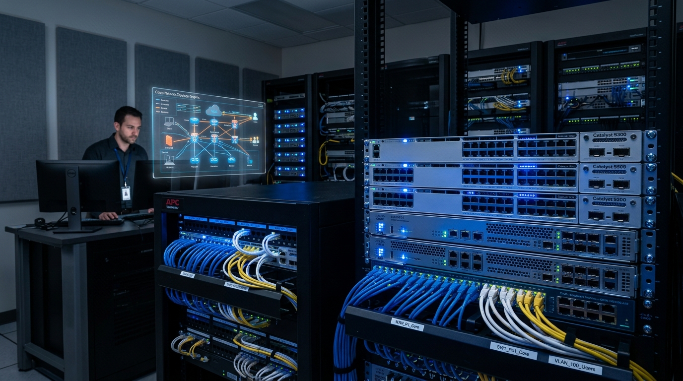 CCNA 200-301 certification course lab training with Cisco switches and routers at Nemcon Systems